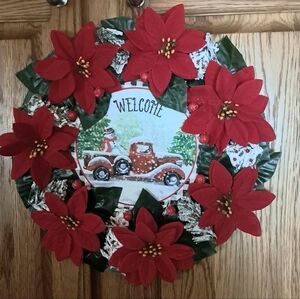 Pretty Homemade  Christmas Wreath 15x15" + Free Gift